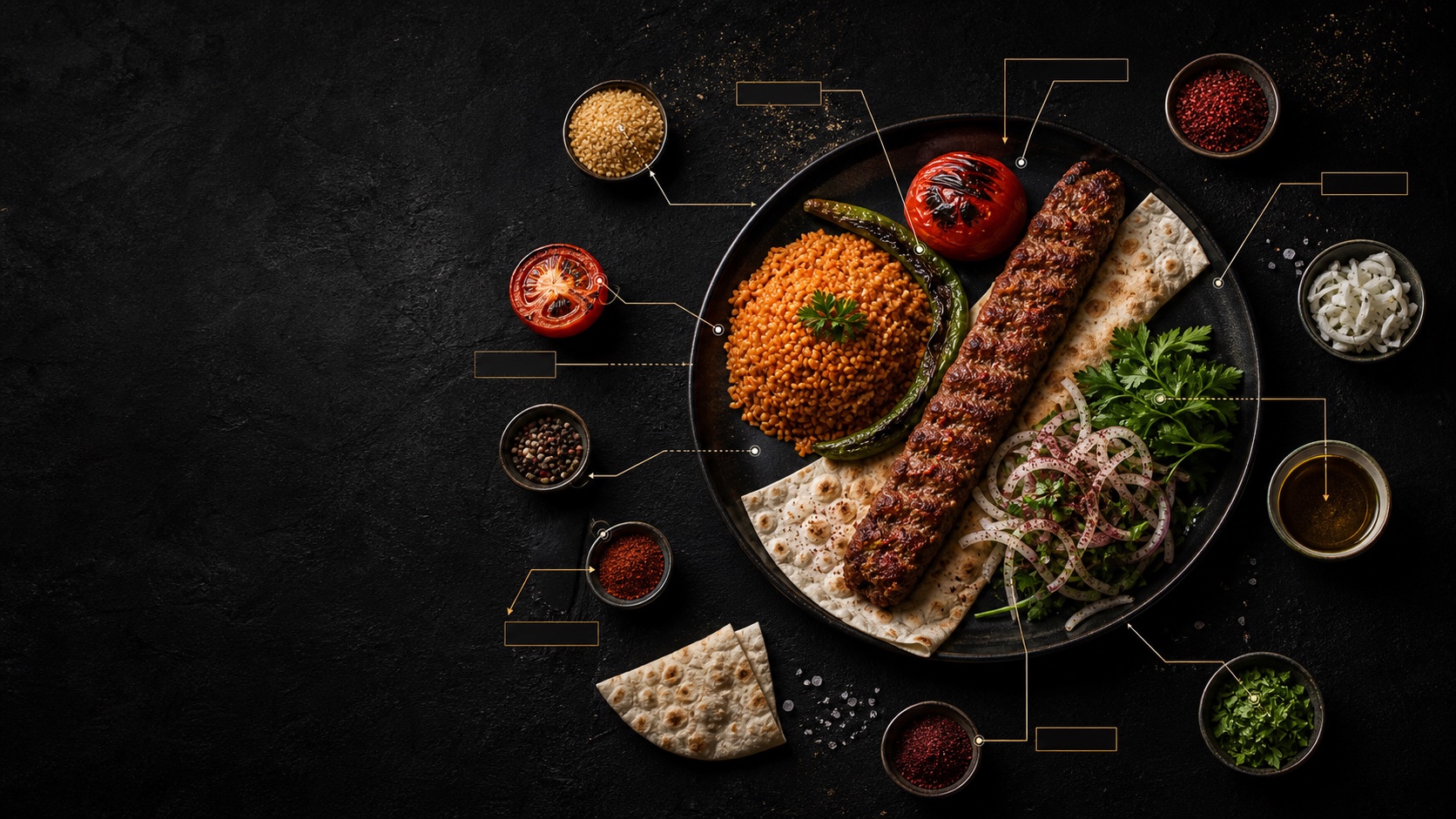 Siyah zeminde Adana kebap reçete planı